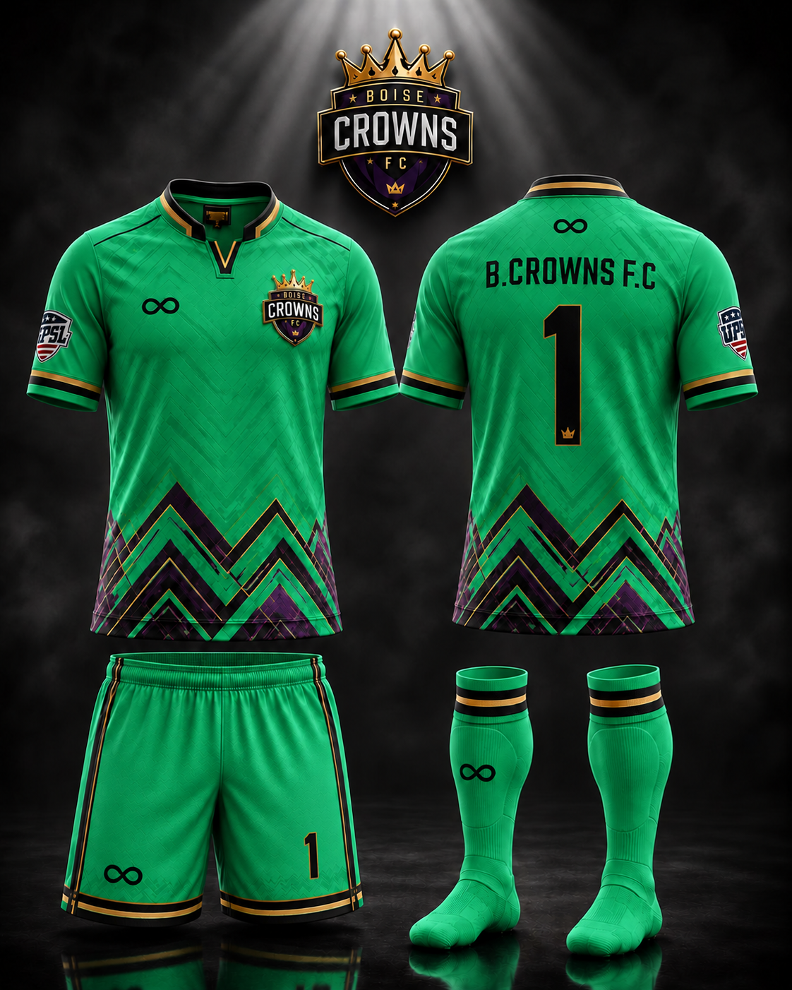 Boise Crowns FC Goalkeeper — Green kit